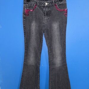 Faded Glory Kids Black Jeans with Pink Accents